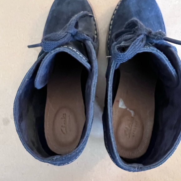 Clark’s Carleta Lyon Navy Suede Lace up Block Heel Ankle Boots Size Women’s US 7 - Picture 6 of 11